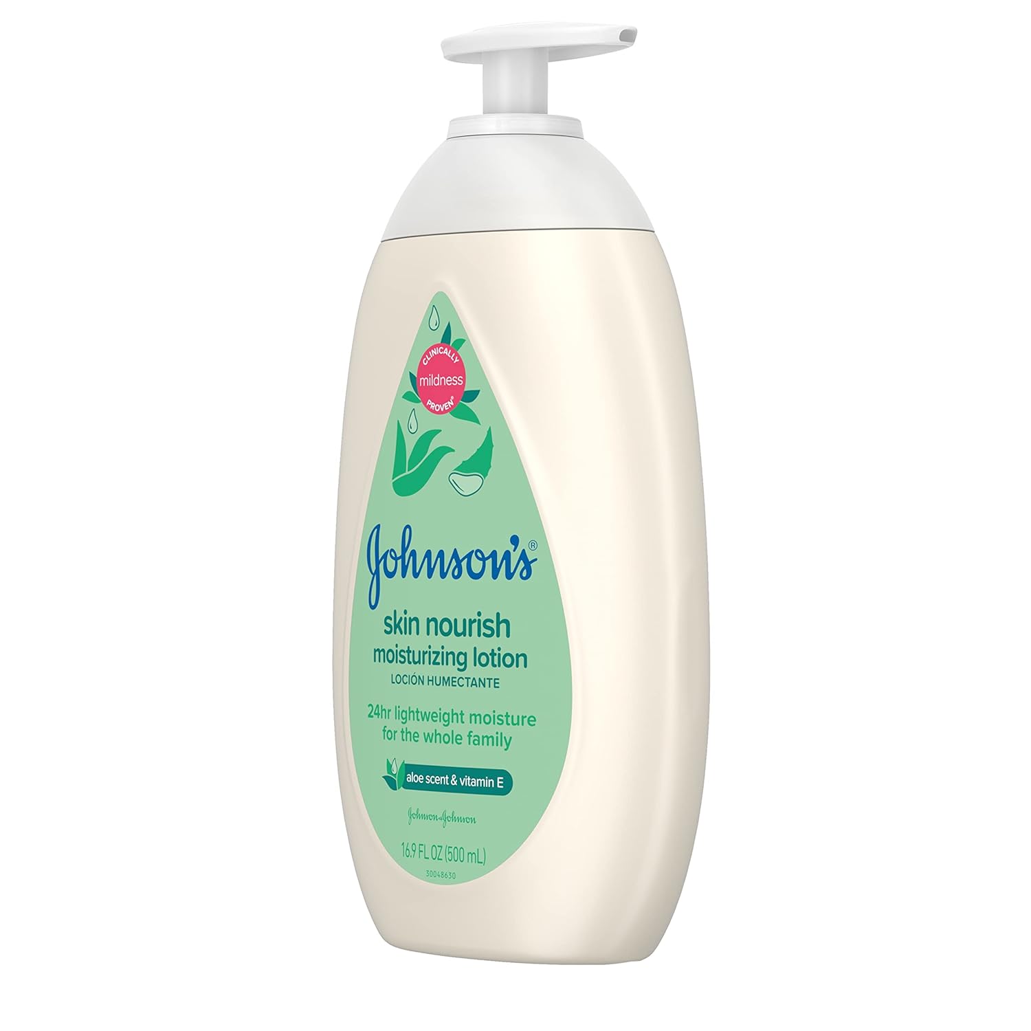 Johnson's Skin Nourish Moisturizing Baby Lotion with Aloe Vera Scent & Vitamin E, Gentle & Lightweight Body Lotion for The Whole Family, Hypoallergenic, Dye-Free, 16.9 fl. oz-10