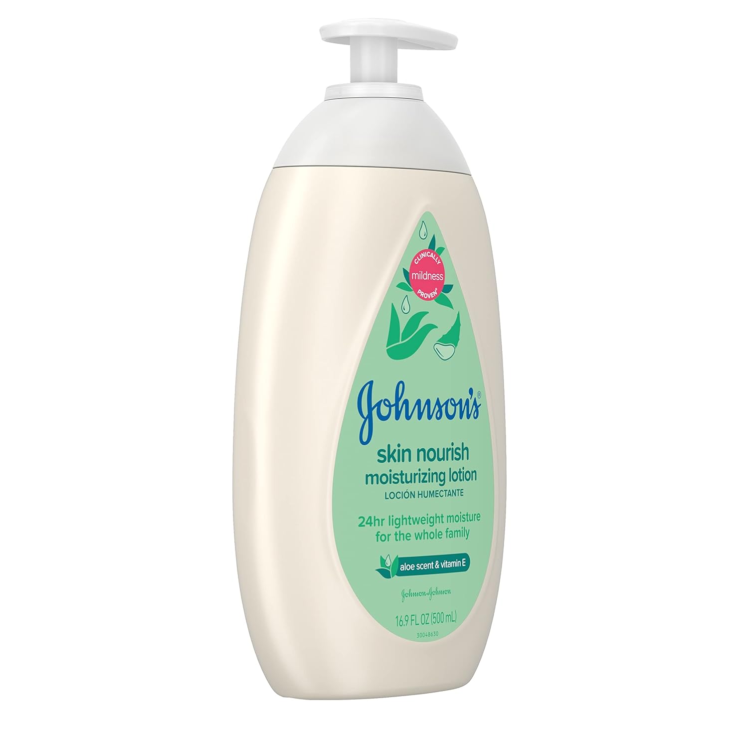 Johnson's Skin Nourish Moisturizing Baby Lotion with Aloe Vera Scent & Vitamin E, Gentle & Lightweight Body Lotion for The Whole Family, Hypoallergenic, Dye-Free, 16.9 fl. oz-11