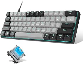 MageGee 60% Mechanical Keyboard, Gaming Keyboard with Blue Switches and Sea Blue Backlit Small Compact 60 Percent Keyboard Mechanical, Portable 60 Percent Gaming Keyboard Gamer(Black Grey)