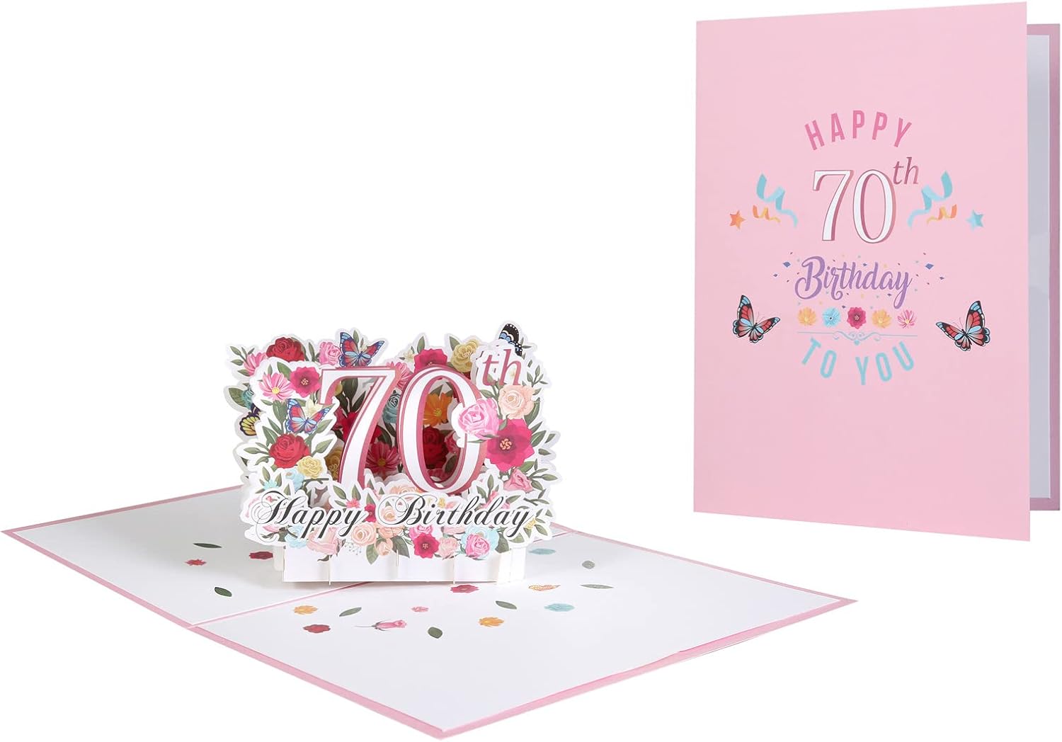 HOMANGA 70th Birthday Pop Up Card, Happy 70th Birthday Card for Her, Women, Wife, 70th Birthday Gift for Sister, Mom, Friend, Pop Up Birthday Greeting Card with Blank Note and Envelope, 6" x 8"-1