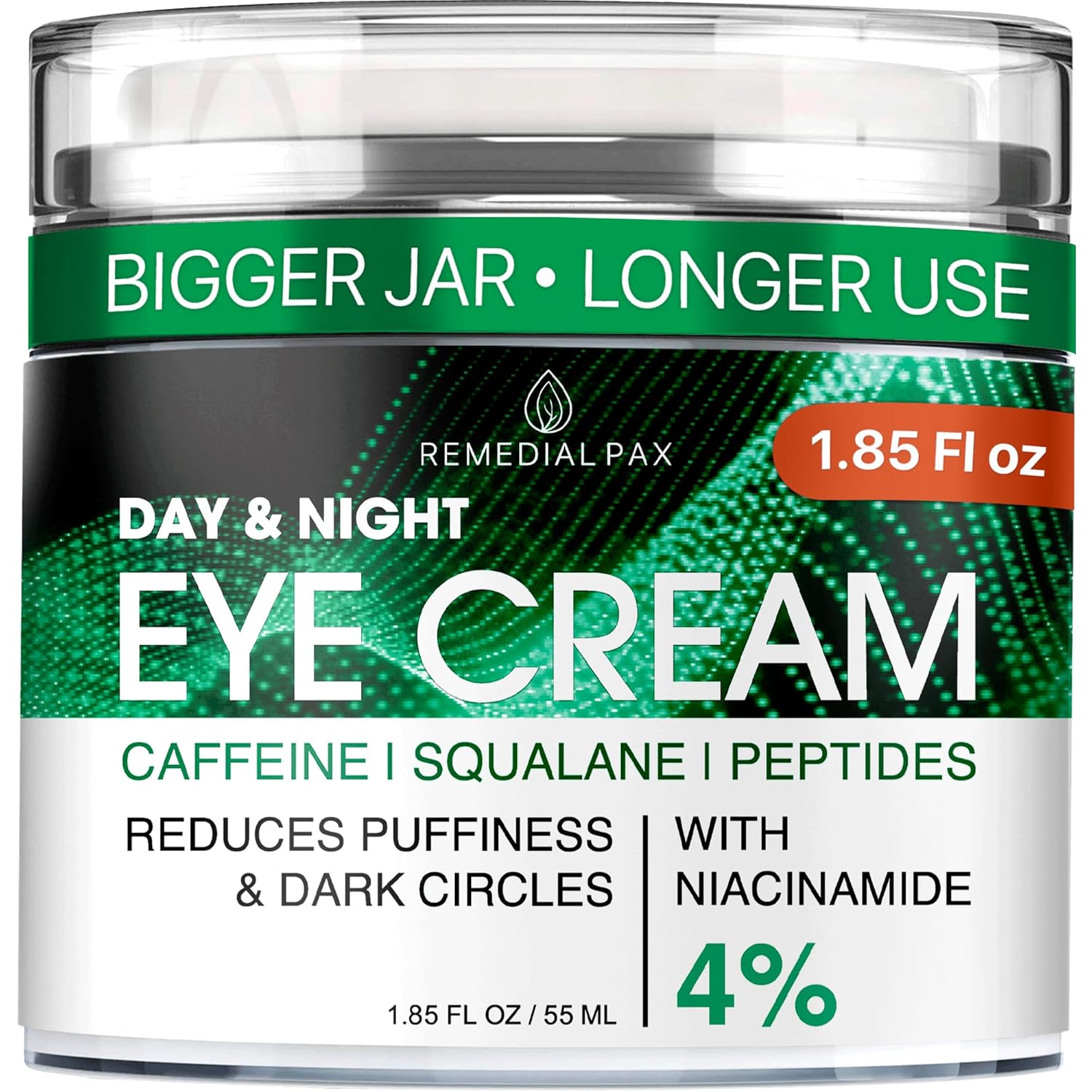 REMEDIAL PAX Eye Cream for Dark Circles and Puffiness, Bags Under Eyes Treatment, Anti-Aging Collagen Eye Cream for Wrinkles, Day & Night Caffeine Eye Cream with Niacinamide Dimethicone-0