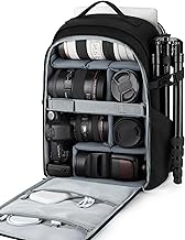 BAGSMART Camera Bag Backpack, DSLR SLR Camera Backpack Fits up to 15.6" Laptop, Anti-Theft Camera Case for Photographers with Waterproof Rain Cover, Tripod Holder, Black