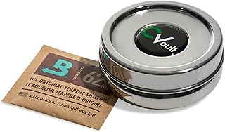 CVAULT by Boveda | 1/4 oz Twist Top Storage Container | Shatterproof, Air Tight & Light Resistant | Food Grade Stainless Steel | Includes 62% RH 8-gram Boveda Pack