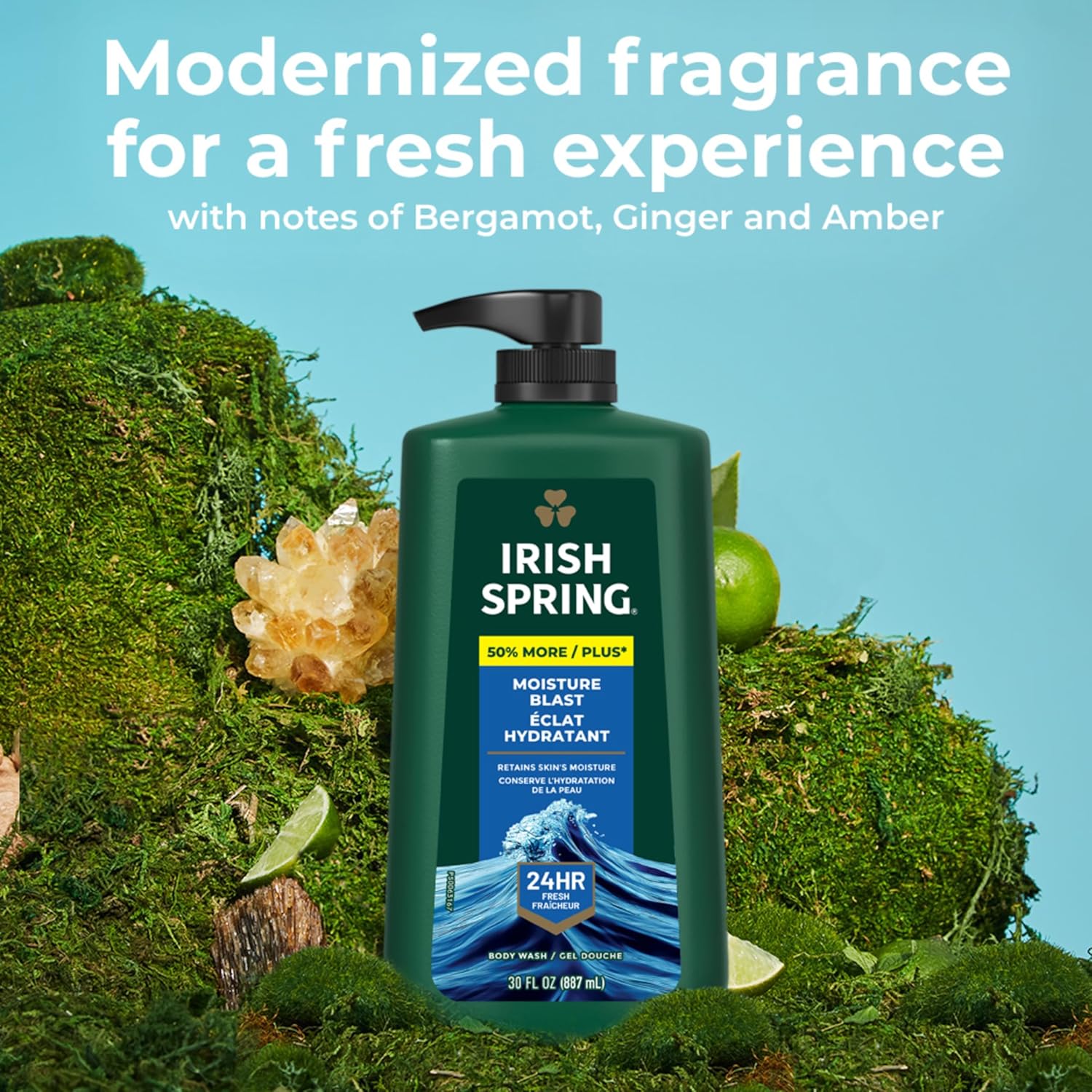 Irish Spring Mens Body Wash, Moisture Blast Body Wash for Men, Feel Fresh All Day, 30 Oz Pump Bottle-2