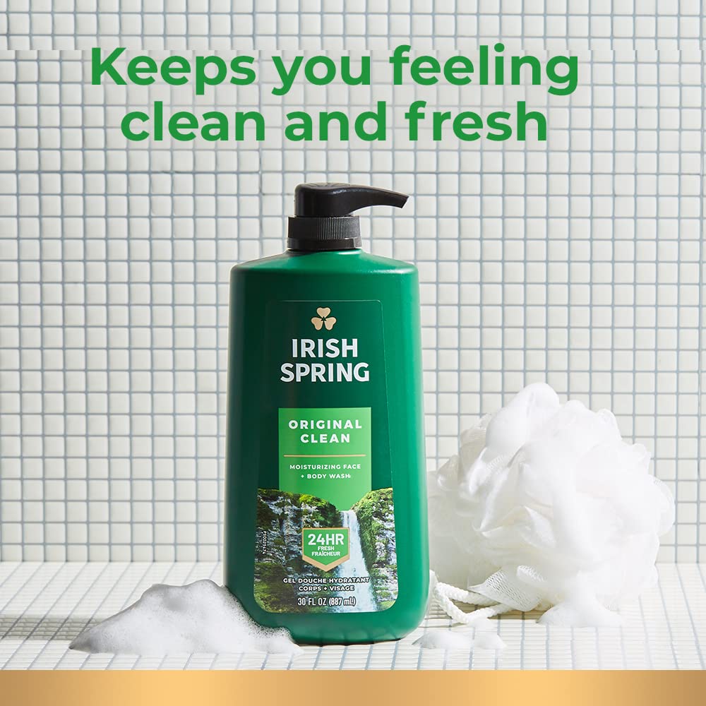 Irish Spring Men's Body Wash Pump, Original Body Wash for Men, Smell Fresh and Clean for 24 Hours, Cleans Body, Hands, and Face, Made with Biodegradable Cleansing Ingredients, 30 Oz Pump-13