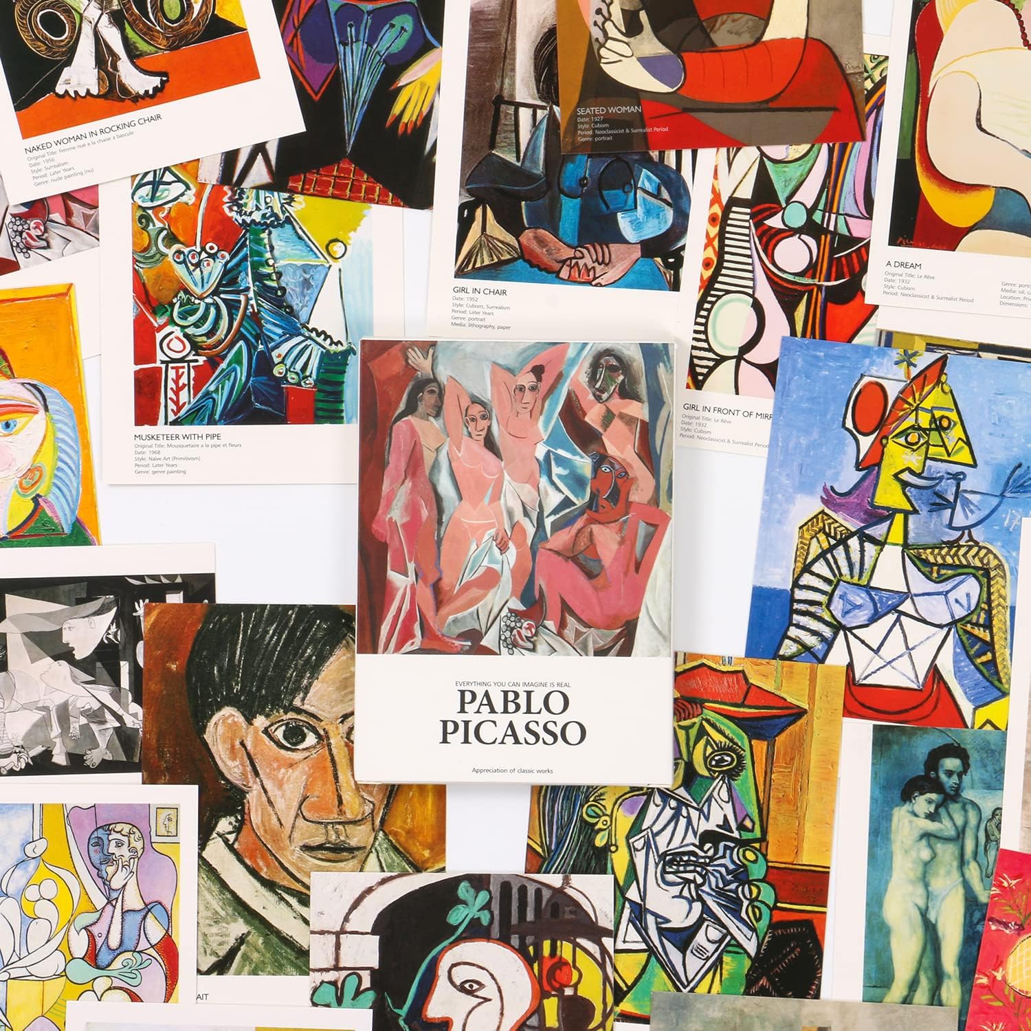 Pablo Picasso Art Postcards, Famous Painting Abstract Artwork Post Cards Bulk Pack(30 Pack), Aesthetic wall art prints decor, Postcards Poster for School Students Teacher Thank You Note Cards-2