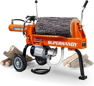 SuperHandy Log Splitter Portable Electric 14 Ton Rapid Auto Return Hydraulic Ram System Bucher Gear Pump 2.5eHP 15Amp Motor Horizontal Full Beam Steel Wedge Firewood Splitting Forestry Harvesting