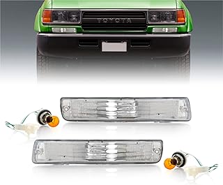 USR DEPO FJ80 Turn Signal Lights - Front Bumper Signal Lamps Set (Left + Right) Compatible with 1991-1997 Toyota Land Cruiser 80 FJ82 (Clear Lens with Amber Bulbs and Sockets)