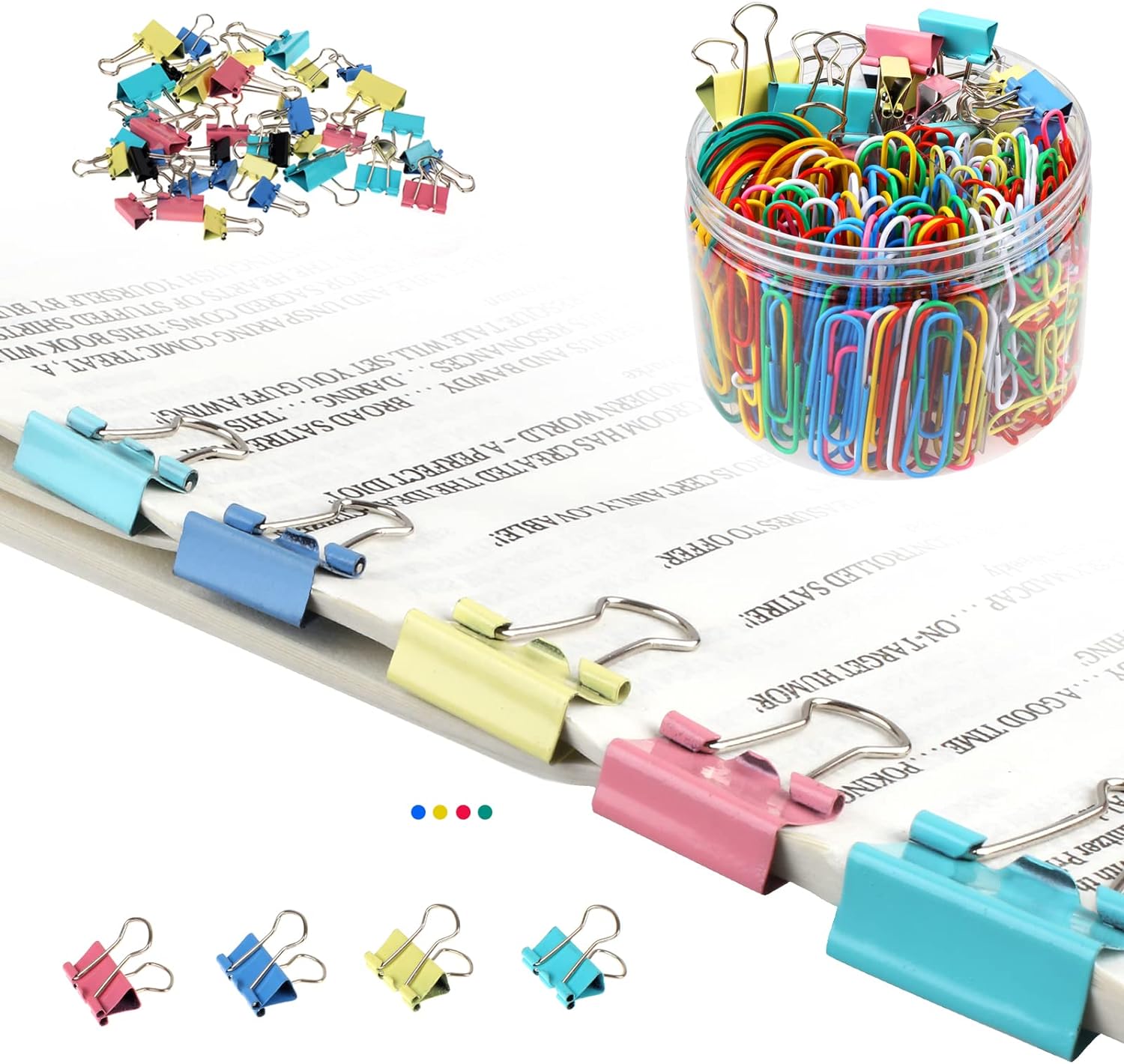 300 Pcs Paper Clips, Binder Clips and Rubber Bands, Office Supply Set, Paper Clips and Paper Clamps, School Supplies Office Supplies Teacher Supplies for Office Desk Essentials (Assorted Sizes)-5