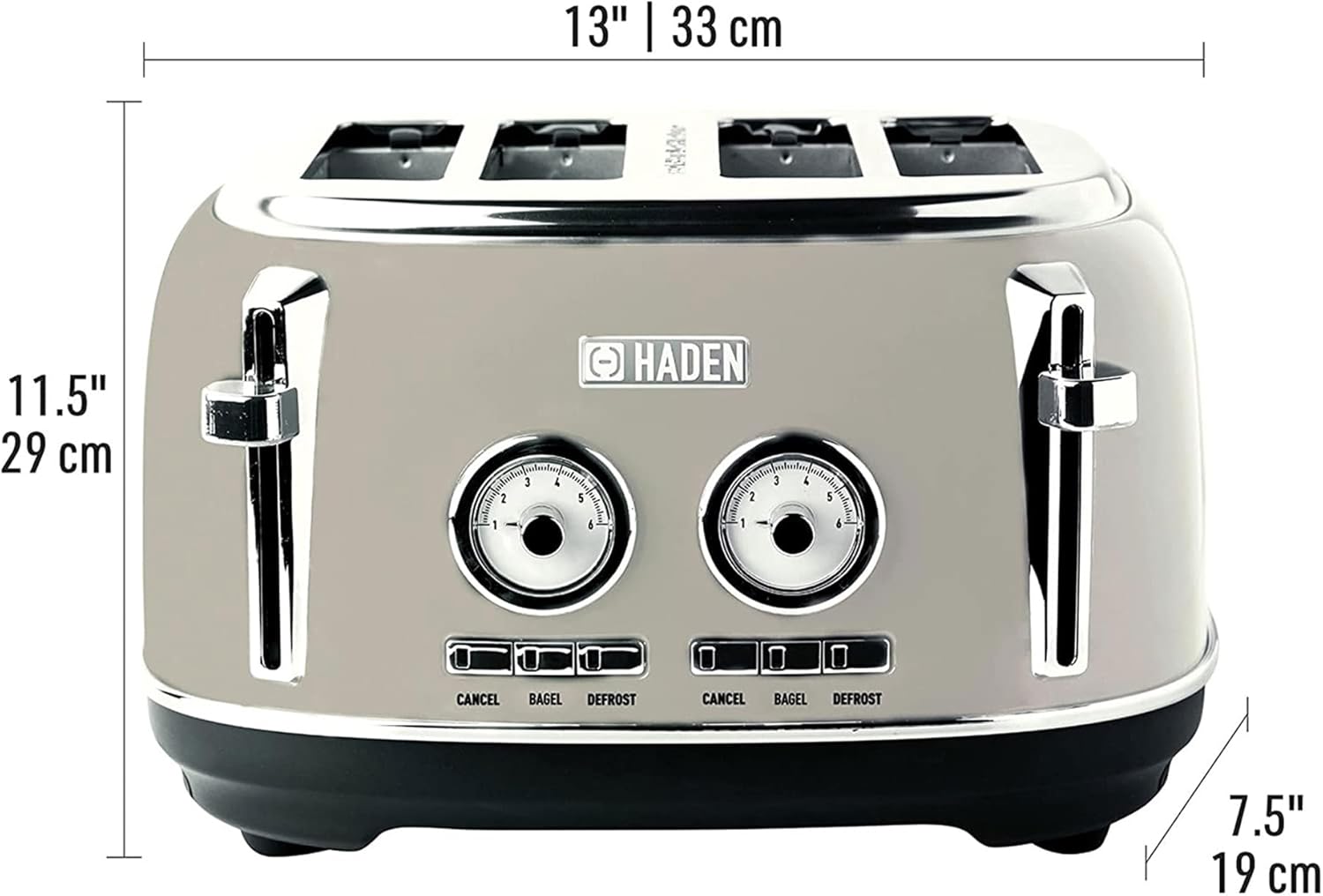 Haden Dorset 4 Slice Wide Slot Stainless Steel Toaster Bundled with 1.7 Liter Stainless Steel Electric Kettle with 360-Degree Base, Putty & Chrome-4