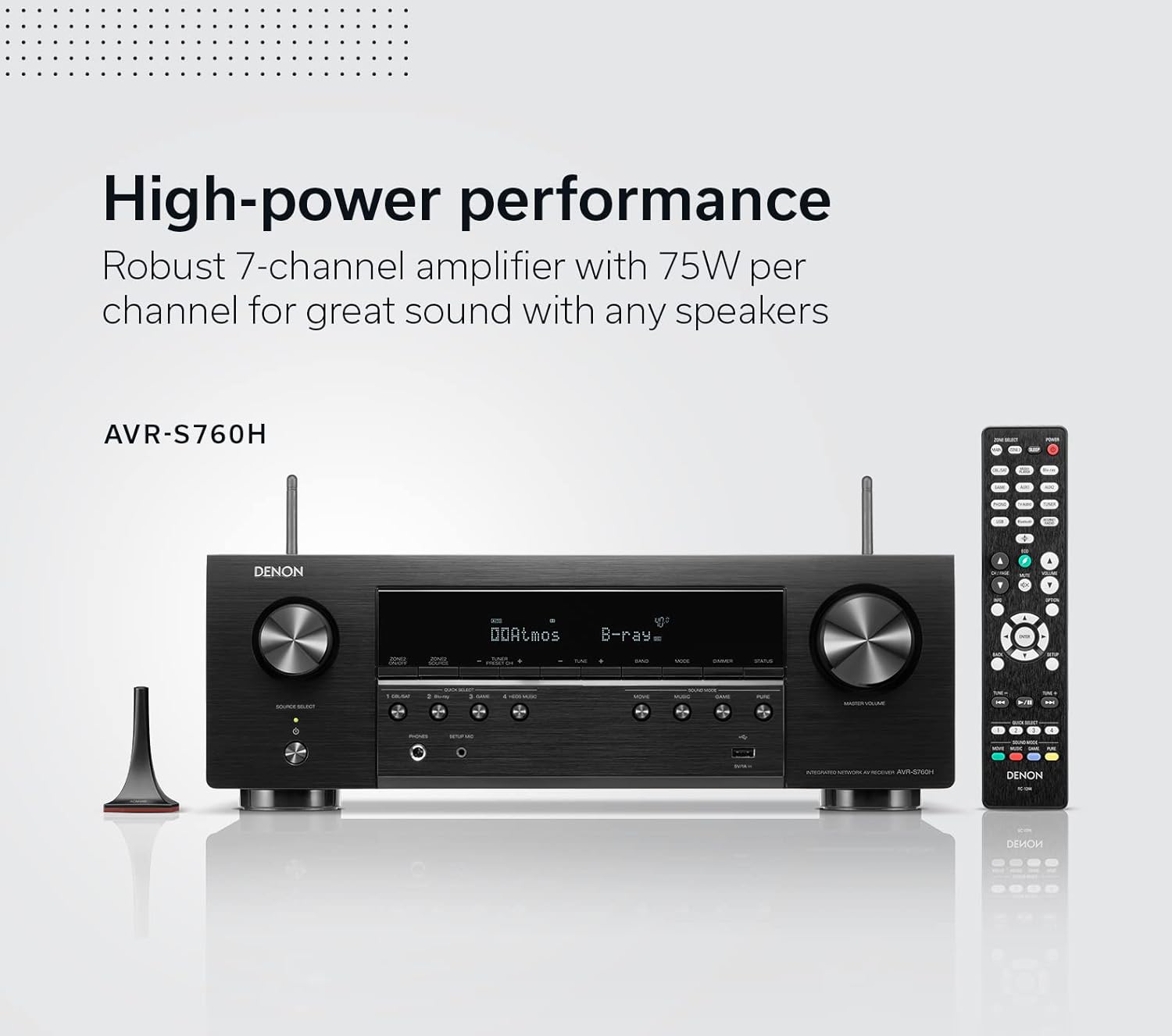 Denon AVR-S760H 7.2 Ch AVR - 75 W/Ch (2021 Model), Advanced 8K Upscaling, Dolby Atmos Height Virtualization, DTS Virtual:X & More, Built-in HEOS, Amazon Alexa Voice Control-2