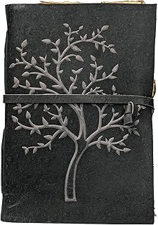 LEATHER VILLAGE Vintage Leather Journal Tree of Life - Leather Bound Journal - Vintage Deckle Edge Paper - Sketchbook - Journal for Women Men - Book of Shadows (Vintage Grey, 8 inches X 6 inches)