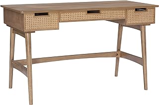 Linon Natural Dutton Wood and Rattan Desk