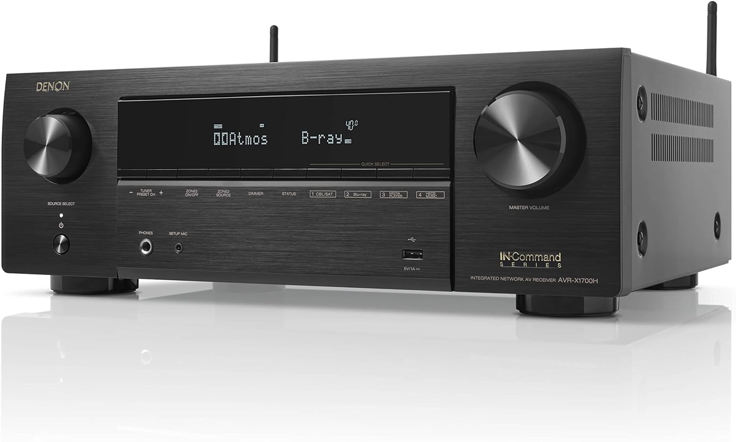 Denon AVR-X1700H 7.2 Channel AV Receiver - 80W/Channel, Advanced 8K HDMI Video w/eARC, Dolby Atmos, DTS:X, Built-in HEOS, Amazon Alexa Voice Control-0