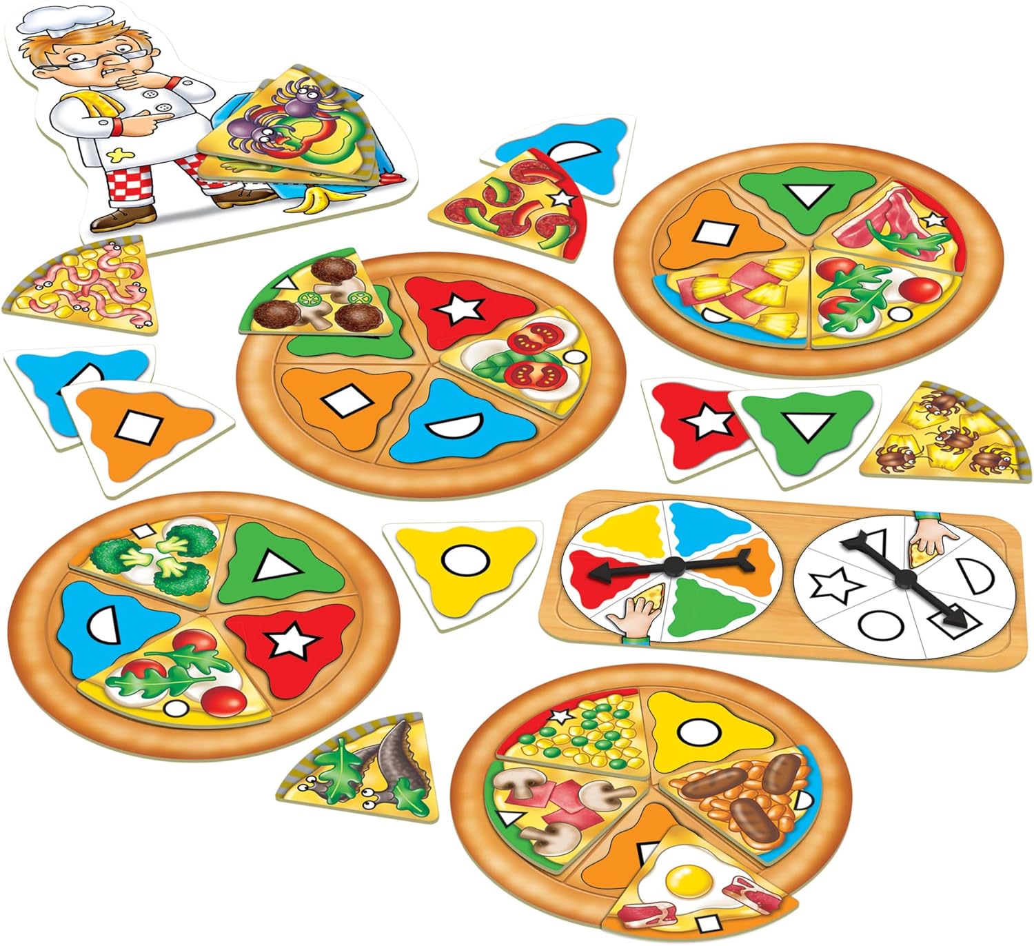 ORCHARD TOYS Moose Games, Pizza! Game. Match Colors and Shapes to Make a Perfect Pizza. for Ages 3-7 and 2-4 Players-1