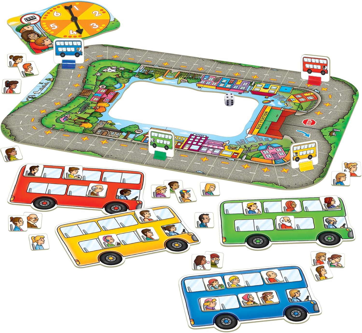 Orchard Toys Moose Games Bus Stop Game. A Fun Introduction to Addition and Subtraction. Pick up and Drop Off Passengers on Your Bus. for Ages 4-8 and for 2-4 Players-1