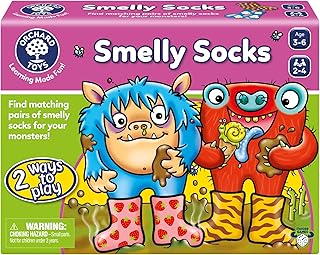 ORCHARD TOYS Moose Smelly Socks Game. Find Matching Pairs of Socks for Your Monsters! for Ages 3-6 and 2-4 Players