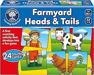 Orchard Toys Moose, Farmyard Heads & Tails Game. A First Matching Activity That develops into a Fun Game. 24 Chunky Cards. Age 18 Months+. 1-4 Players