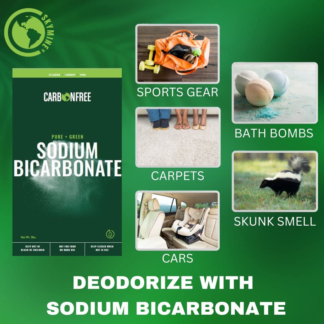 Skymine®  by CarbonFree Sodium Bicarbonate – Industrial Grade Baking Soda for Household Cleaning, Car, Microwave, & Refrigerator Deodorizer  | 1 Gallon-2