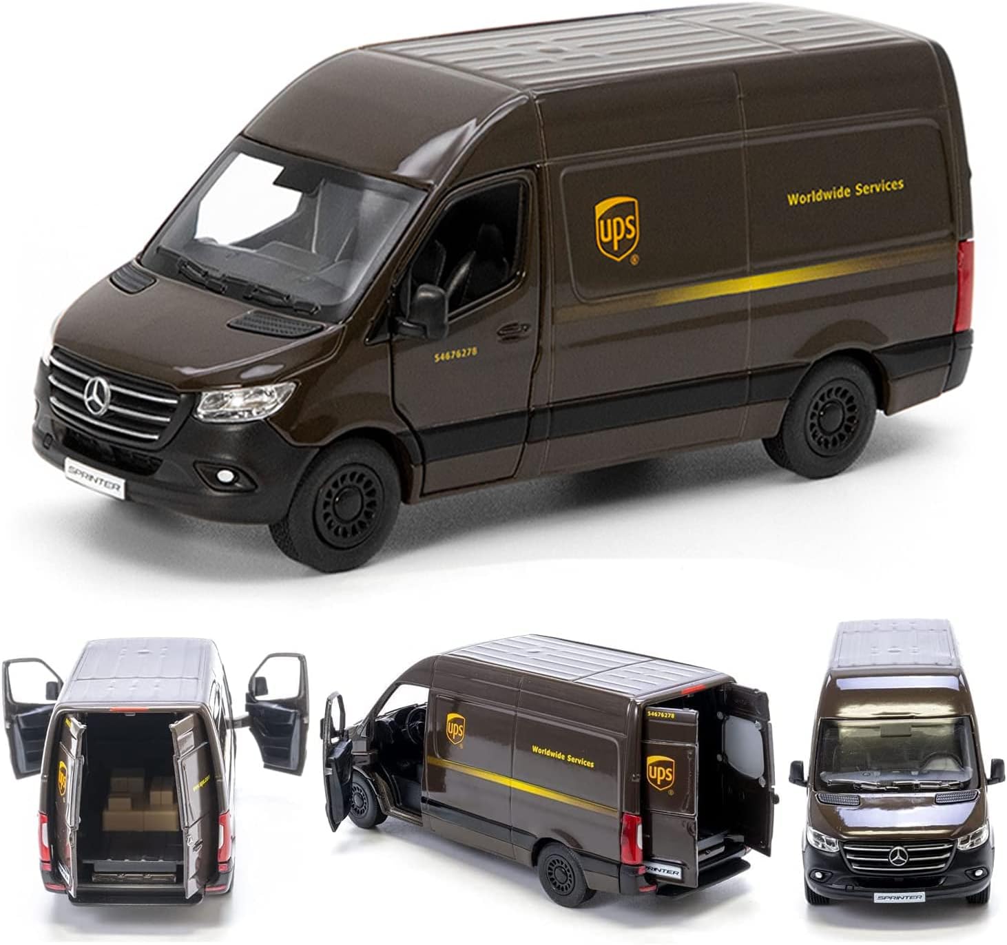 UPS Mercedes-Benz Sprinter + United States Postal Mail Truck Grumman LLV 5 Inch Die Cast Metal Model Toys SetOf2-1