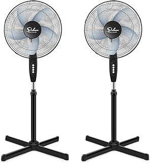 Simple Deluxe Oscillating 16″ 3 Adjustable Speed Pedestal Stand Fan for Indoor, Bedroom, Living Room, Home Office & College Dorm Use,Black