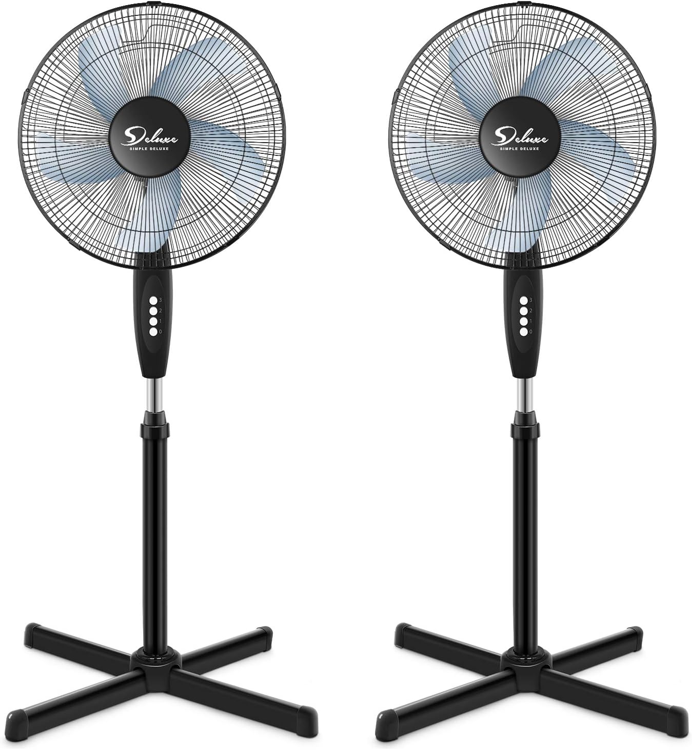 Simple Deluxe Oscillating 16″ 3 Adjustable Speed Pedestal Stand Fan for Indoor, Bedroom, Living Room, Home Office & College Dorm Use,Black-0