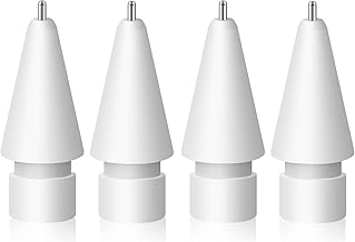 MEKO 4 Pack Upgraded 0.72mm Fine Ponit Precise Replacement Tips for Apple Pencil 1st/2nd Generation & Logitech Crayon, Wear-Resisting Pen Nibs for iPad Pro/Air/Mini Pencil - White