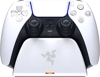 Razer Quick Charging Stand for PlayStation 5: Charge - Curved Cradle Design Matches PS5 DualSense Wireless Controller One-Handed Navigation USB Powered White (Controller Sold Separately)