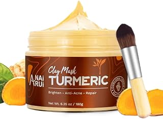 ANAI RUI Turmeric Clay Mask, Vitamin C Facial Mask with Turmeric & Kaolin Clay, Cleasning Mask for Acne, Pores, Radiant & Smooth Skin, 6.35 oz