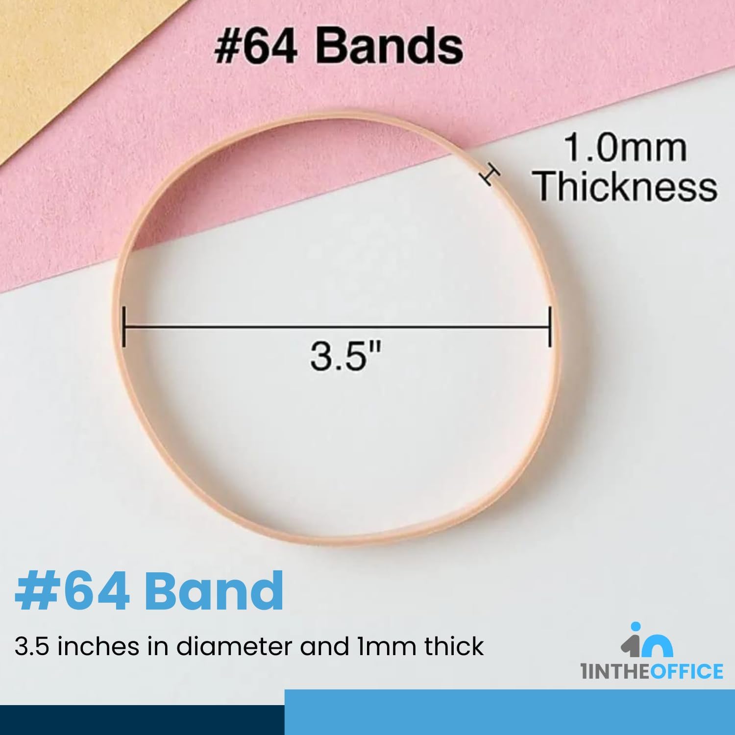 1InTheOffice Rubber Bands #64, Thick Rubber Bands, Heavy Duty Rubber Bands, Beige, Size 64, 380Pack-2