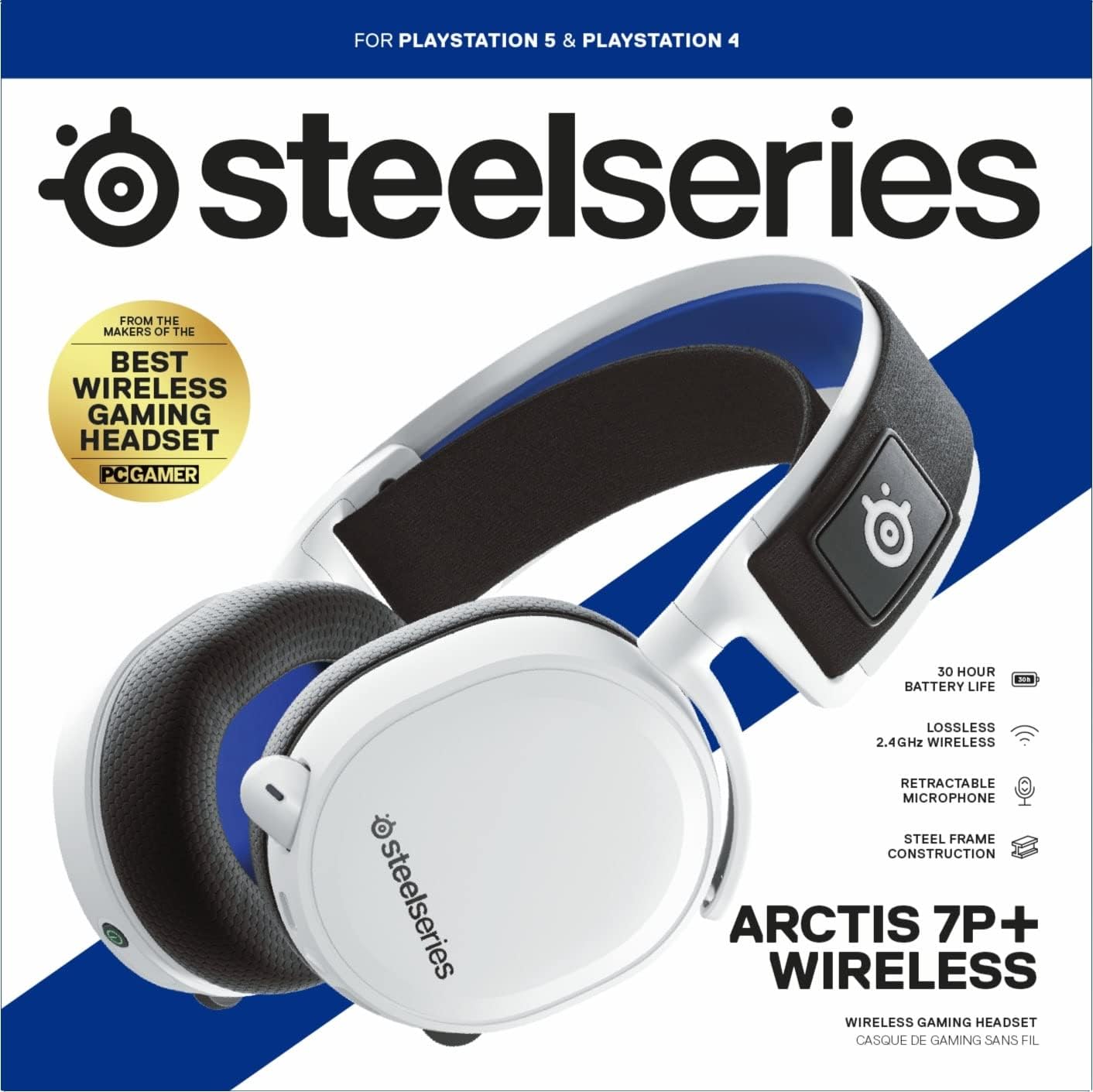 SteelSeries Arctis 7P+ Wireless Gaming Headset – Lossless 2.4 GHz – 30 Hour Battery Life – USB-C – 3D Audio – For PS5, PS4, PC, Mac, Android and Switch - White-7