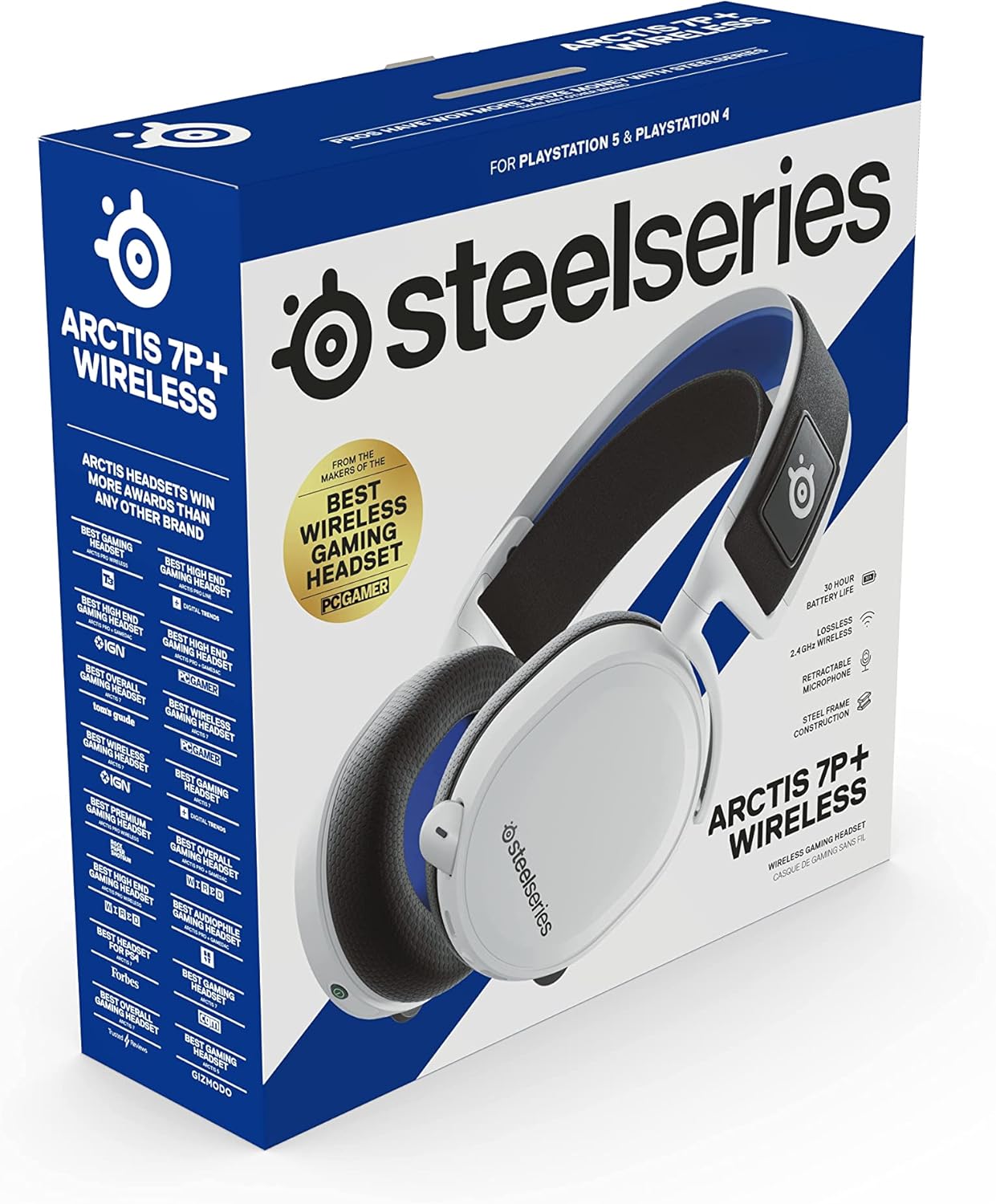 SteelSeries Arctis 7P+ Wireless Gaming Headset – Lossless 2.4 GHz – 30 Hour Battery Life – USB-C – 3D Audio – For PS5, PS4, PC, Mac, Android and Switch - White-8