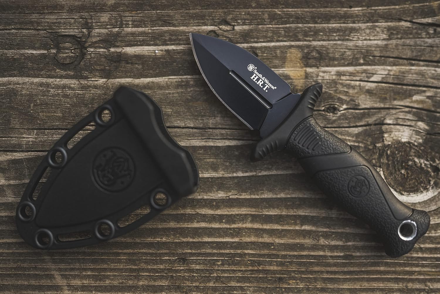 Smith & Wesson 5in High Carbon SS Fixed Blade Knife with 2 in 1 False Edge Blade and Stainless Steel Finish for Outdoor Tactical Survival and EDC-2