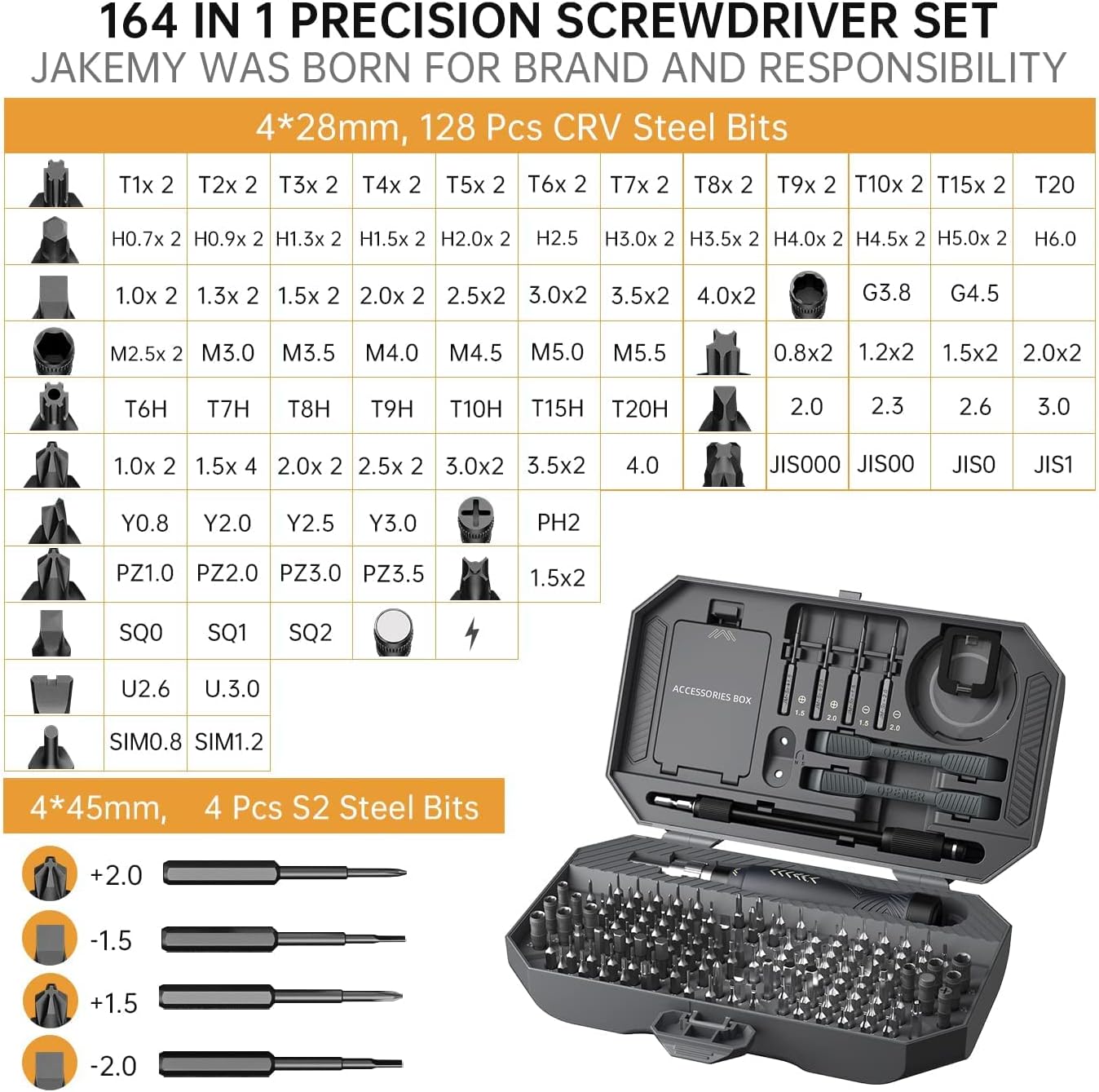 Precision Screwdriver Set, Laptop Screwdriver Kit, JAKEMY 164 in 1 Professional Computer Screwdriver Repair Kit with T6 Torx Screwdriver for MacBook, iPhone, Watch, Camera, Eyeglass, Xbox, DIY-4