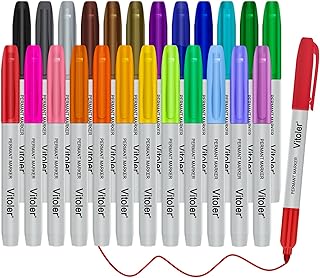 Vitoler Colored Permanent Markers,24 Assorted Colors Permanent Marker Pens Fine Point Markers for Marking Coloring Doodling Writing Journaling