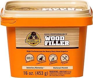 Gorilla All Purpose Wood Filler, 16 Ounce Tub, Natural (Pack of 1)