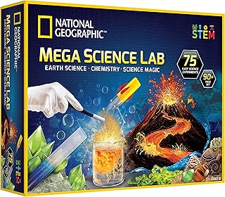 NATIONAL GEOGRAPHIC Mega Science Lab - Science Kit for Kids with 75 Easy Experiments, Featuring Earth Science, Chemistry Set, and Science Magic STEM Projects for Boys and Girls (Amazon Exclusive)