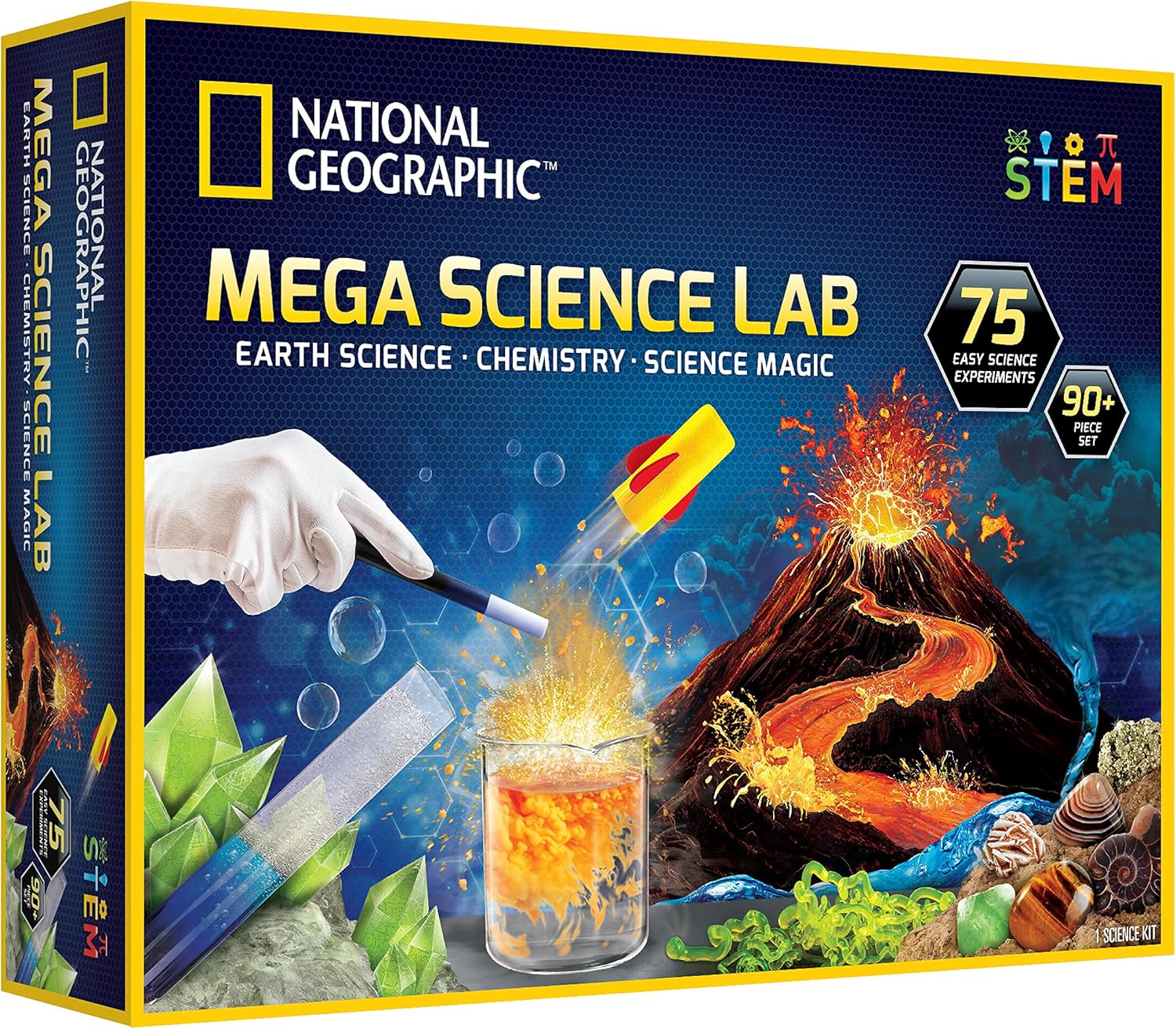 NATIONAL GEOGRAPHIC Mega Science Lab - Science Kit for Kids with 75 Easy Experiments, Featuring Earth Science, Chemistry Set, and Science Magic STEM Projects for Boys and Girls (Amazon Exclusive)-0