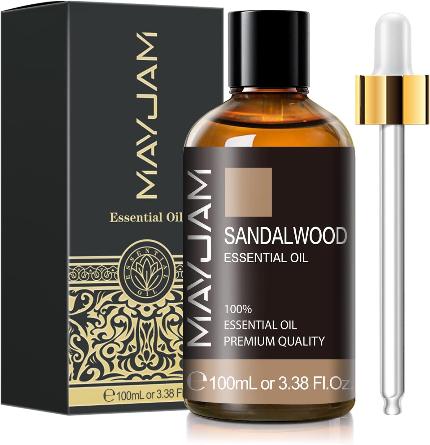 Sandalwood Essential Oil, 3.38FL.OZ Pure Essential Oils by MAYJAM, Large Volume Sandalwood Oil, Perfect for Aromatherapy Diffuser, Great for DIY Candle and Soap Making-0