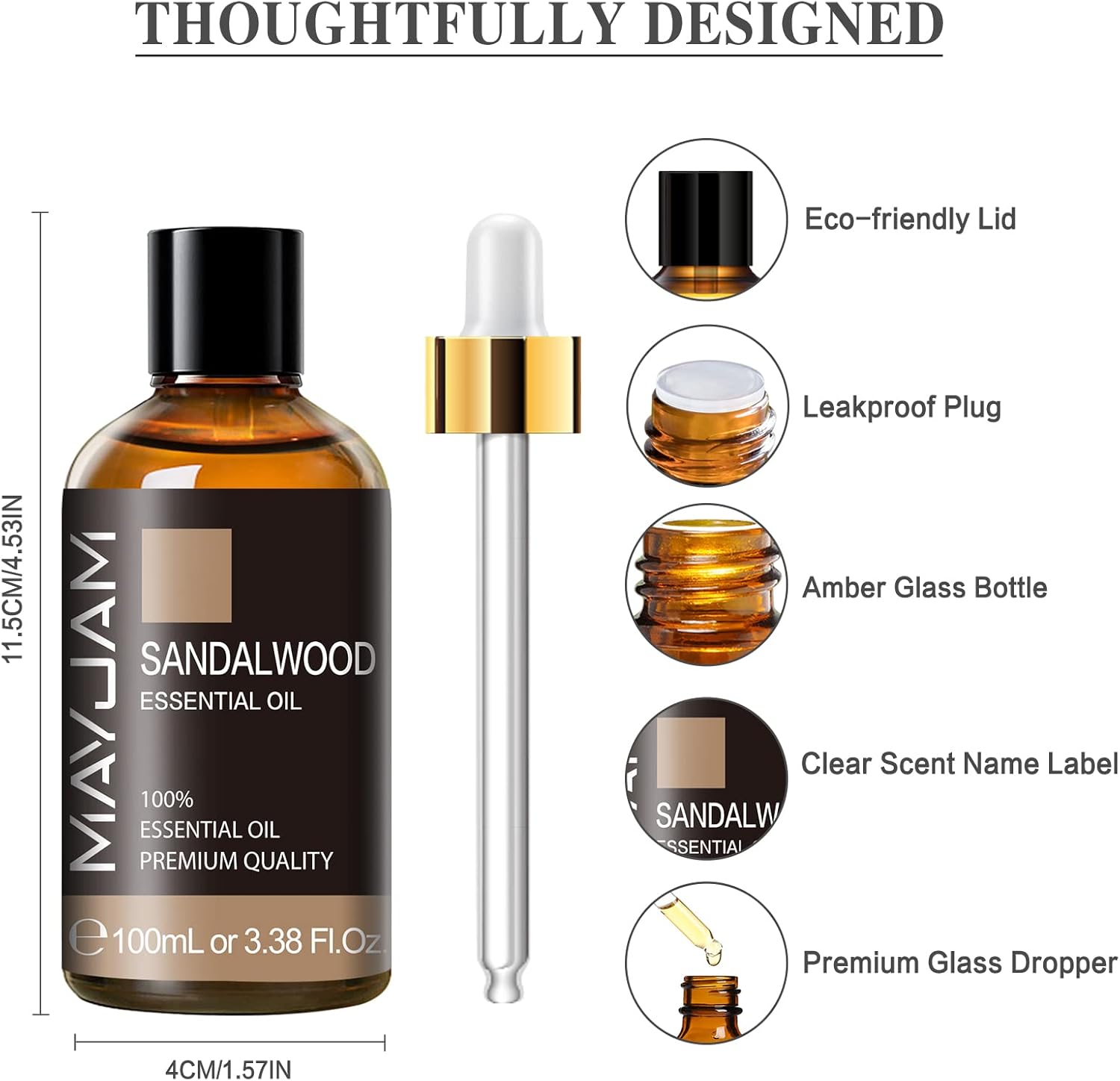 Sandalwood Essential Oil, 3.38FL.OZ Pure Essential Oils by MAYJAM, Large Volume Sandalwood Oil, Perfect for Aromatherapy Diffuser, Great for DIY Candle and Soap Making-5