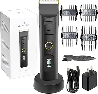 Brio Beardscape V2 Beard Trimmer for Men, Hair Trimmer for Men with Low Friction Ceramic Blade, Quiet Beard and Mustache Trimmer for Men (Black)