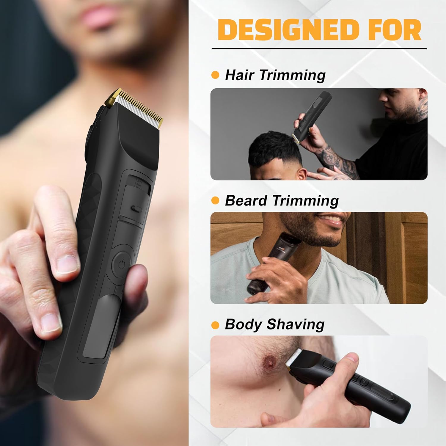 Brio Beardscape V2 Beard Trimmer for Men, Hair Trimmer for Men with Low Friction Ceramic Blade, Quiet Beard and Mustache Trimmer for Men (Black)-6