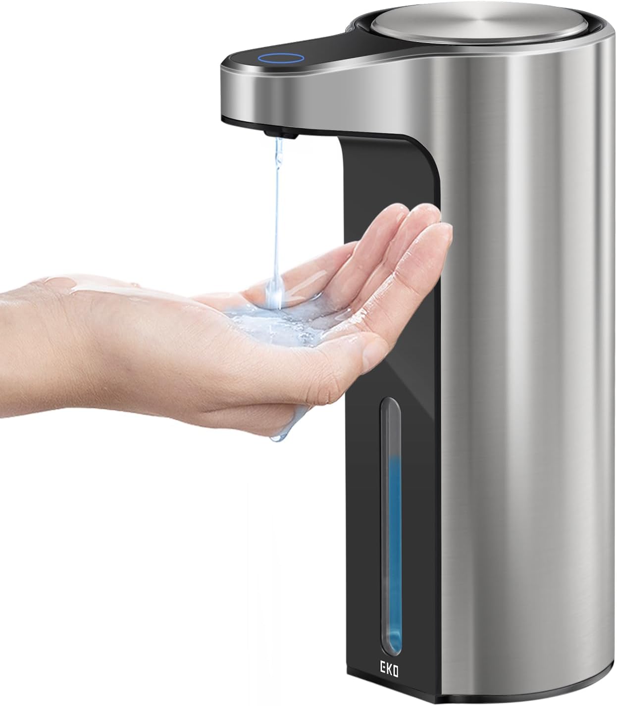 EKO Aroma Touchless Automatic Soap Dispenser for Kitchen and Bathroom, Liquid Hand Soap Dispenser, Water-Resistant and Rechargeable, 9 fl oz (Stainless)-0