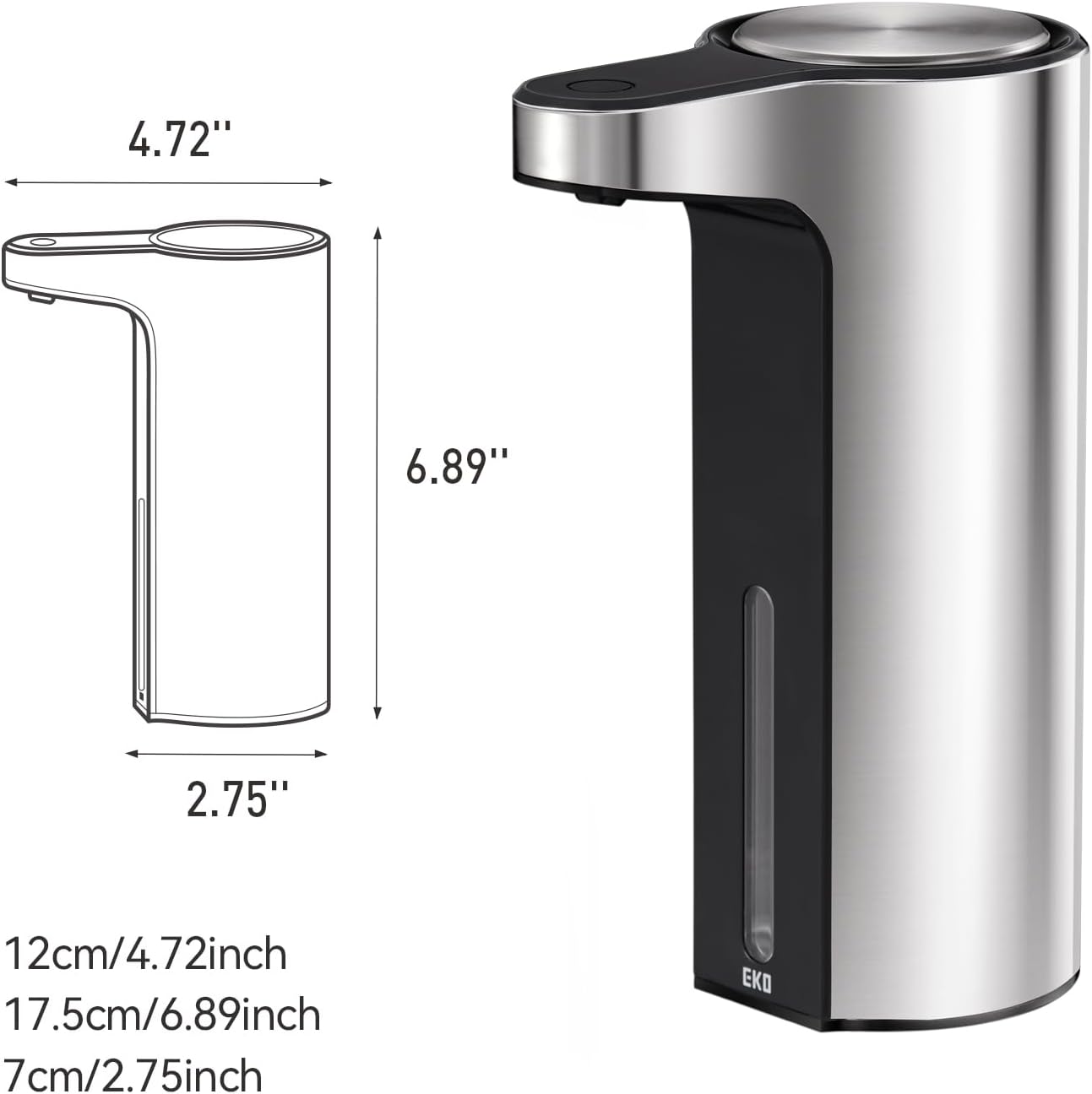 EKO Aroma Touchless Automatic Soap Dispenser for Kitchen and Bathroom, Liquid Hand Soap Dispenser, Water-Resistant and Rechargeable, 9 fl oz (Stainless)-5