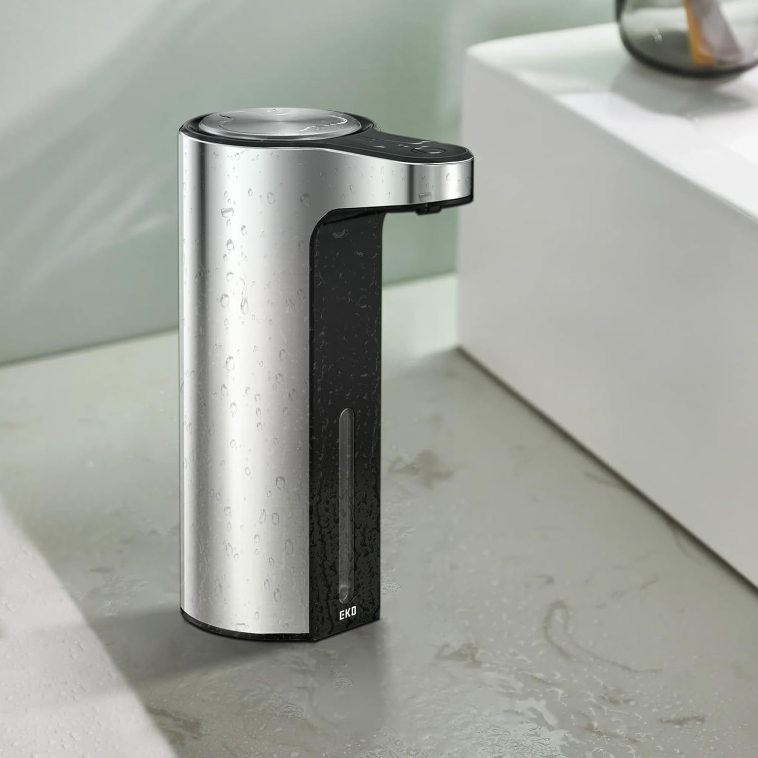 EKO Aroma Touchless Automatic Soap Dispenser for Kitchen and Bathroom, Liquid Hand Soap Dispenser, Water-Resistant and Rechargeable, 9 fl oz (Stainless)-7