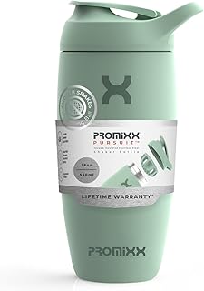 Promixx Pursuit Shaker Bottle Insulated Stainless Steel Water Bottle and Blender Cup, 18oz, Seagrass Green