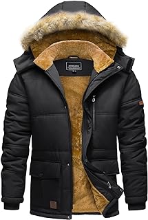 TACVASEN Men's Winter Jacket with Hood Water Repellent Windproof Thicken Parka Winter Coat