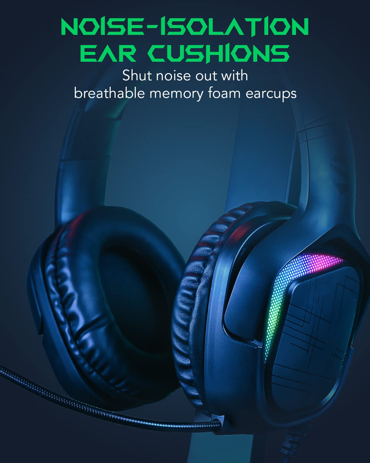 Black Shark Gaming Headset for PC, PS4, PS5, Xbox, Switch, All-in-1 Gaming Headphones with Ultra-Clear Bendable Mic, 50mm Dynamic Drivers, Noise Isolation Ear Cushions, in-line Controls - Goblin X1-4