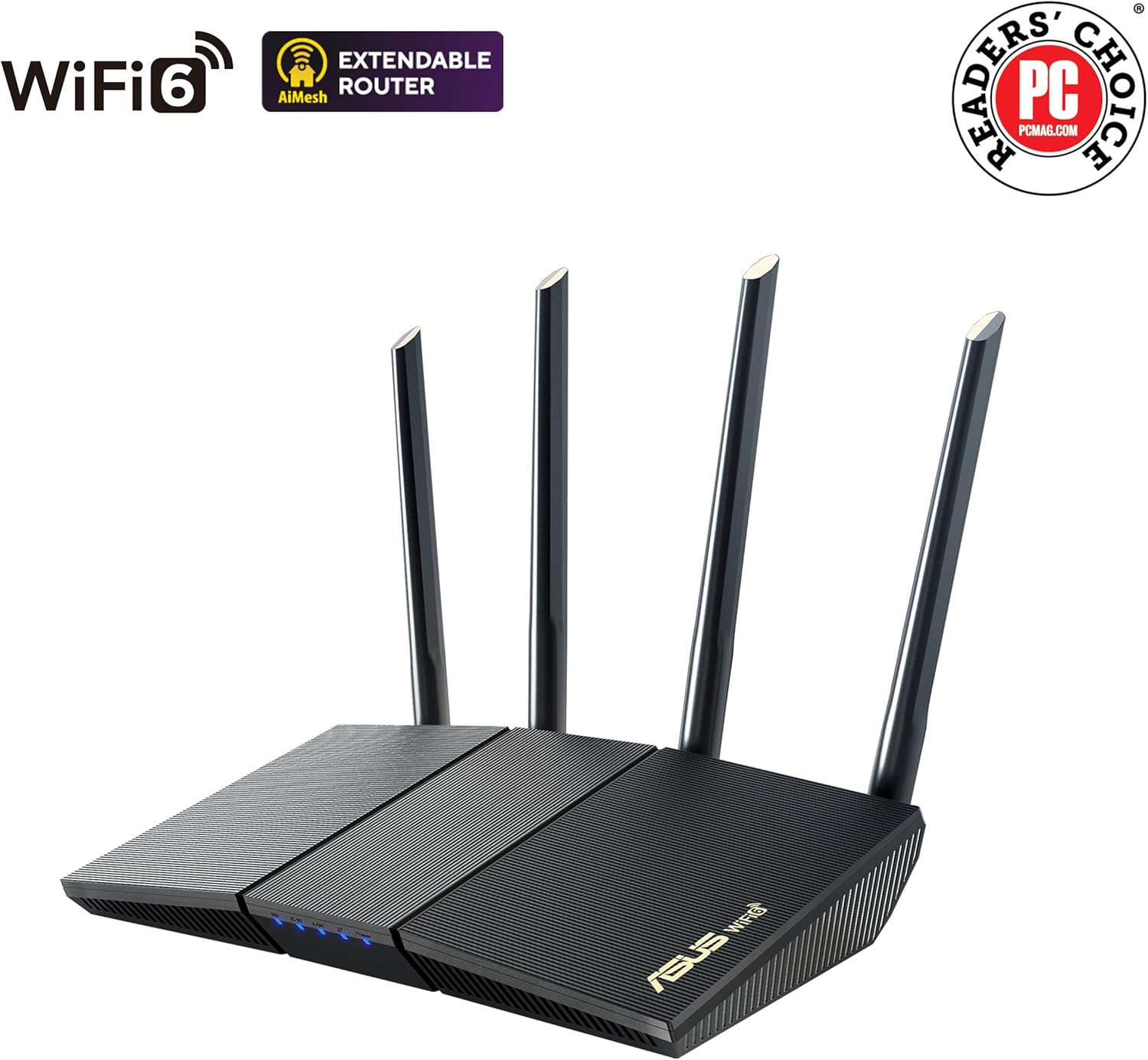 ASUS RT-AX1800S Dual Band WiFi 6 Extendable Router, Subscription-Free Network Security, Parental Control, Built-in VPN, AiMesh Compatible, Gaming & Streaming, Smart Home-1