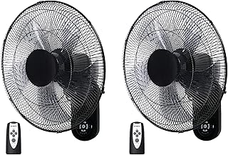 Simple Deluxe 18″ Wall Mount Fan with Remote Control, 5 Blades 3 Speeds, 90° Oscillating Quiet Fan for Indoor, Home, Office and College Dorm Use, 2 Pack